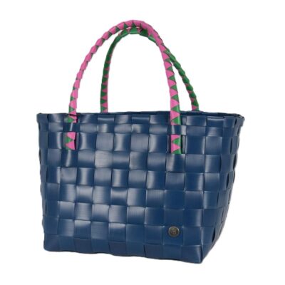 Paris Brights Dark Blue Recycled Tote with Two-Color Handle