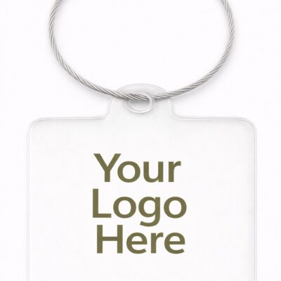 Custom Acrylic Mini Bag Charm with White Braided Loop