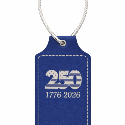 America's 250th Leatherette Bag Charm with White Braided Loop