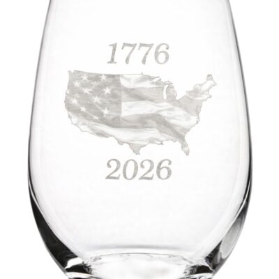 America's 250th Crystal Stemless Wine Glass