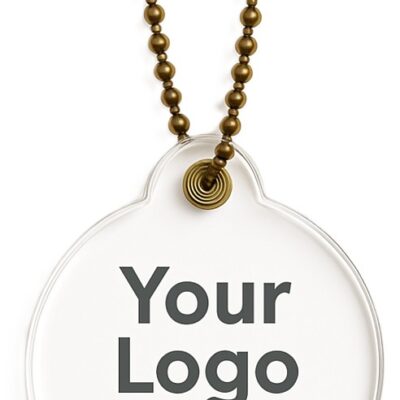 Custom Acrylic Bag Charm with Stainless Steel Ball Chain