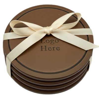 Custom 4pc Leather Coaster Set Round or Square