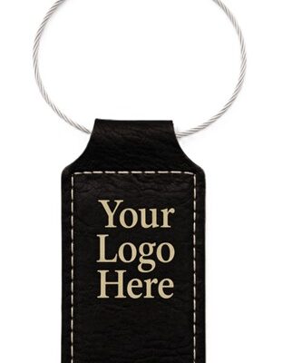 Custom Leatherette Bag Charm with White Braided Loop