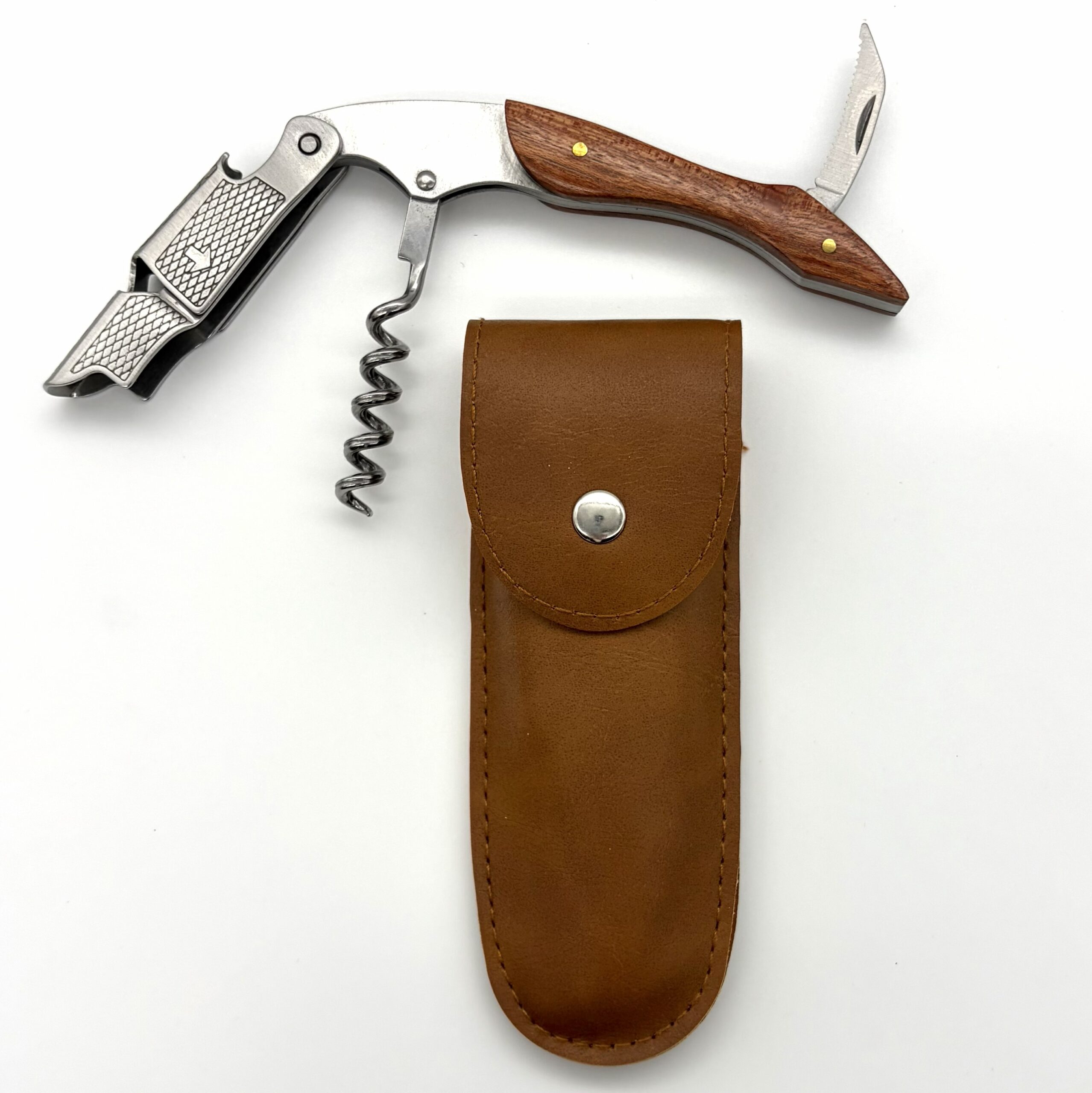 America's 250th Rose Wood & Stainless Wine Key and Pouch